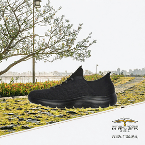 Zapatos Deportivos Negros de Punto, Estilo Slip-On, con Punta Redonda y Suela de Goma para Viajes Diarios - Product Image 2
