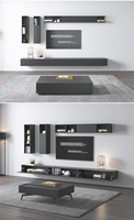 Meuble TV flottant pour salon avec tables basses combinées, design moderne et luxueux en bois