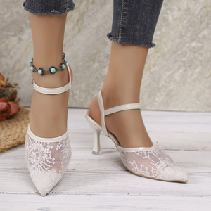 508 신상 <span class=keywords><strong>2026</strong></span> 디자인 여성용 뾰족한 섹시 슈즈 레이스 인텔리전트 망사 하이힐 여성 샌들 36-43 사이즈 공장 직판 - Product Image 3