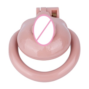 Jaula de Castidad Masculina con Forma de Vagina Realista, Jaula Hueca para Pene con Anillo para Pene de 4 Tamaños, Ejercicio de Abstinencia para Hombres - Product Image 4