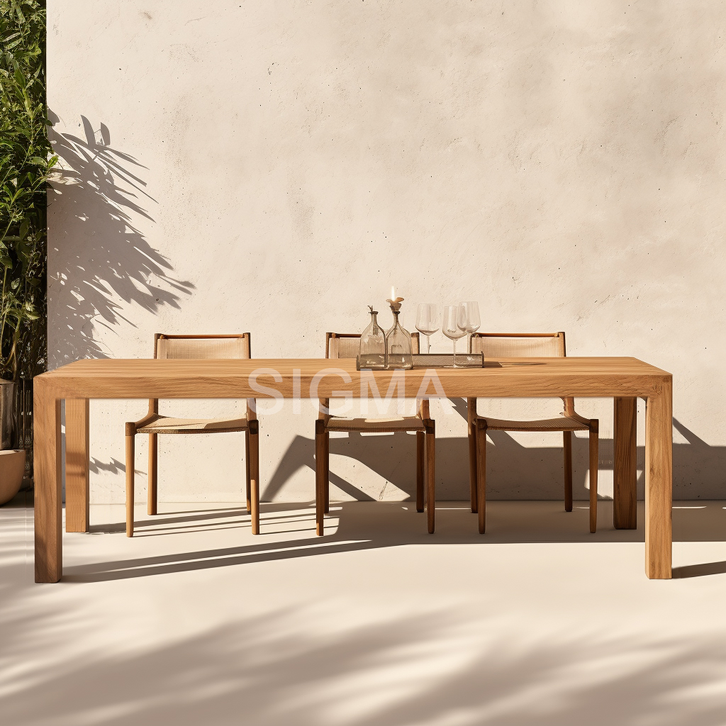 Hot sale Teak Dining Set Outdoor Furniture Leisure Ways Teak Wooden Garden 8 Armchairs Dining Table Set Modern