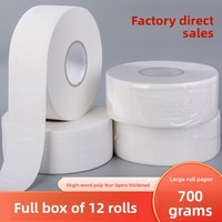 Papier toilette en rouleaux jumbo, 4 plis, blanc, en pâte de bois vierge, soluble dans l'eau, prix bas, usage commercial