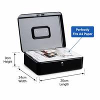 Caja de Seguridad Portátil para Documentos A4 con Cerradura de Combinación de 3 Dígitos, Caja de Metal Grande para Efectivo con Asa de Acero Inoxidable para Oficina en Casa