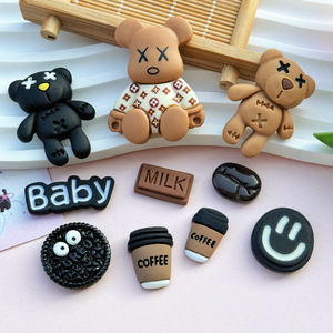 Breloques plates en résine DIY motif Ours de dessin animé, Biscuit, Grains de café pour coques de téléphone, Crocs, ornements de voiture, accessoires pour cheveux, fournitures d'artisanat - Product Image 2