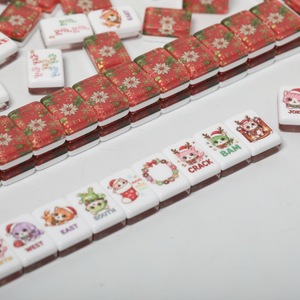 Tuiles de Mahjong de Noël, pièces de jeu imprimées pour les fêtes, motif chat et canne à sucre, pour cadeau de fête - Product Image 4