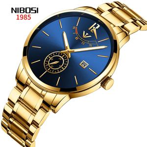NIBOSI — montre-bracelet de Sport en acier inoxydable, étanche, en or, de marque supérieure, style Sport, Business, livraison gratuite, collection 2318 - Product Image 1