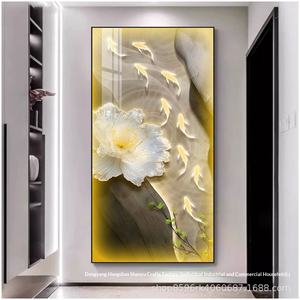 لوحة زخرفية حديثة بتصميم تسع أسماك مع إضاءة LED راقية لممرات الفنادق - Product Image 3