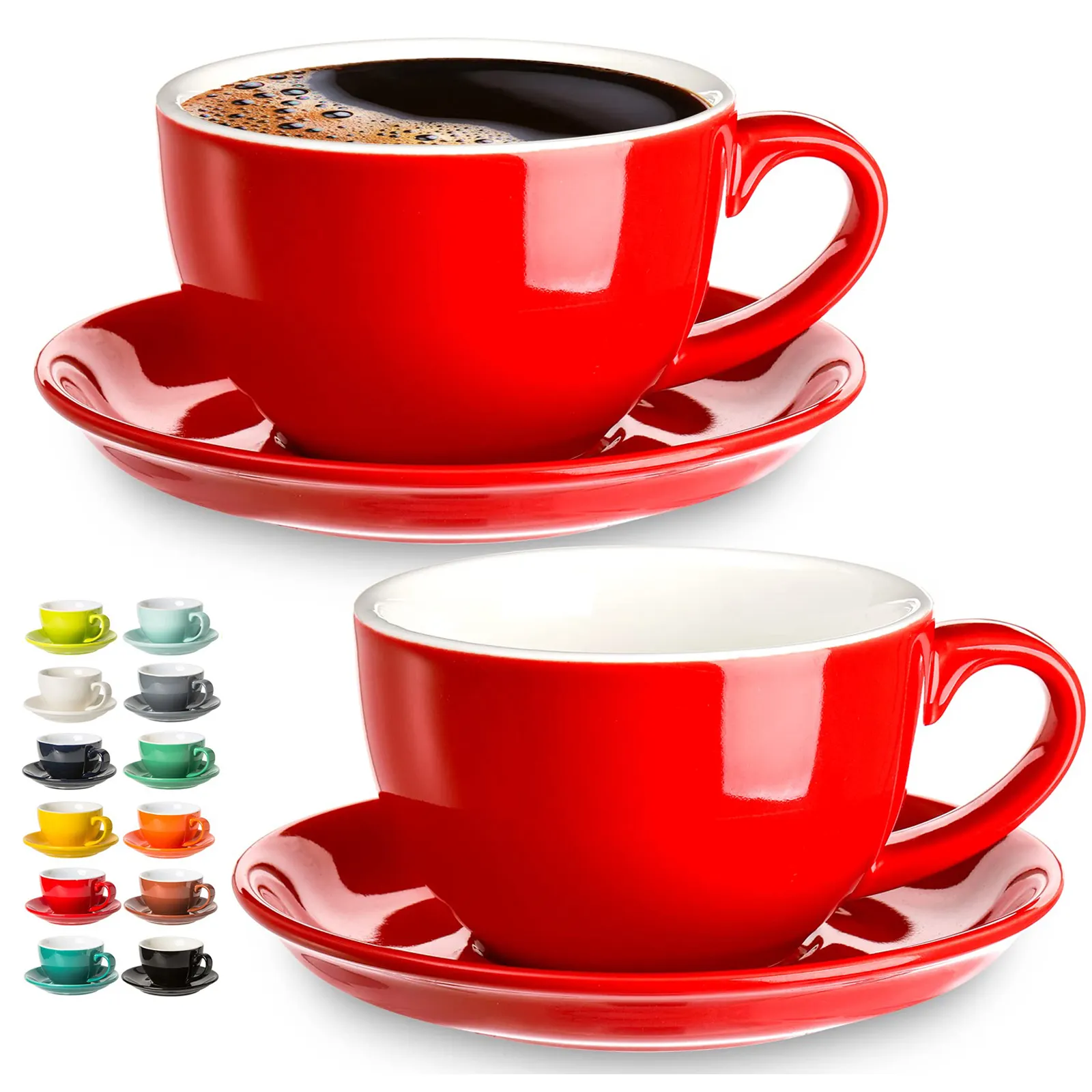 Wholesale custom logo ceramic cup & saucer set reusable cute luxury porcelain mug for espresso coffee tea milk water drink camp