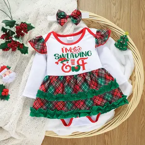 Wholesale Lace Petti Red Green Christmas Romper Girl Dresses From China Supplier