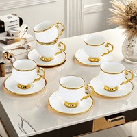Tasse à Expresso Moderne pour la Maison, Mini Tasse à Latte, Simple Tasse à Café en Céramique et Sous-Tasse, Design Exquis pour le Service du Thé