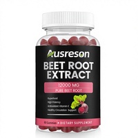 Ausreson OEM 4 en 1 Gummies à la betterave super-aliment aux pépins de raisin Ashwaganda Vitamine B12 Suppléments organiques Gummies à la betterave