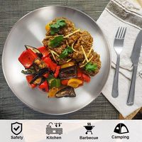 Ustensiles de cuisine pour barbecue coréens compacts, logo personnalisé, plats portables, assiettes, ensemble de bols ronds en acier inoxydable pour légumes, 18/8