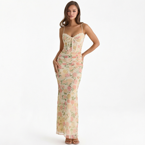 Floral <b>Spaghetti</b> <b>Strap</b> Digital Printing Maxi <b>Dress</b> Sleeveless A-Line Party Square Collar Casual Summer <b>Dress</b> - Product Image 1