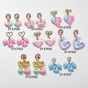 Wholesale Multi Styles Custom <b>Christmas</b> Brass Flower Bowknot 18K Gold Plated Zircon Classic Statement Drop <b>Earrings</b> Anniversary - Product Image 6