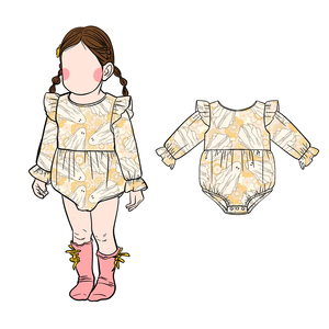GS-21 FANCY MONKEY, Suéter Romper para Niña con Estampados Personalizados, 95% Algodón, Manga Larga, 230g, Diseño Otoñal con Botones a Presión - Product Image 1