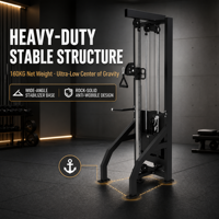 Machine de musculation à colonne unique avec poulie réglable, barre latérale et poignée en D pour entraînement de tirage vertical et de rameur vertical