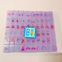 Ensemble de Mahjong de Luxe en Cristal Violet avec un Aspect Translucide, Tuiles de Jeu de Mahjong Gravées avec des Motifs Artistiques et Tendance