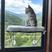 Perchoir de fenêtre pour chat sans fil à puissance d'aspiration extra-forte avec cadre métallique supporté, hamac pour chat, perchoir de fenêtre