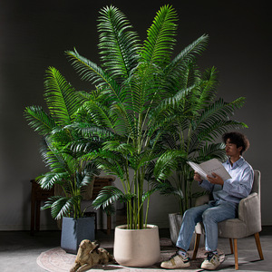 Plantes artificielles au toucher réel en promotion : Palmier Areca et <span class=keywords><strong>bambou</strong></span> en pot pour la décoration intérieure du salon - Product Image 1