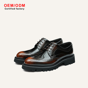 OEM Custom Men's Business Lace-up Formal Shoes <b>Pointed</b> <b>Flat</b> Cowhide Upper Waterproof Breathable Anti-Slippery Comfort Laser - Product Image 1