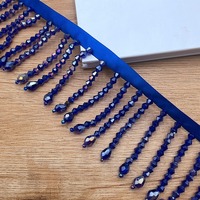 Vente en gros 5.5 Rideau Gland Frange Fait à la main Verre Gland Dentelle Cristal Strass Perlé Frange Garniture pour Robe