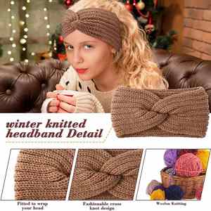 Winter Knitted Wool <b>Headband</b> Cross Twist Ear <b>Warmer</b> Soft Warm Hair Band for Women Girls Outdoor Sports Skiing Fashion Accessory - Product Image 4