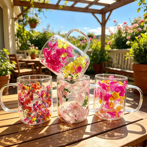 <b>Double</b>-<b>Walled</b> Glass Dried Flower Cup With Handle High Borosilicate Heat Resistant Tea Coffee <b>Mug</b> For Home Use - Product Image 3