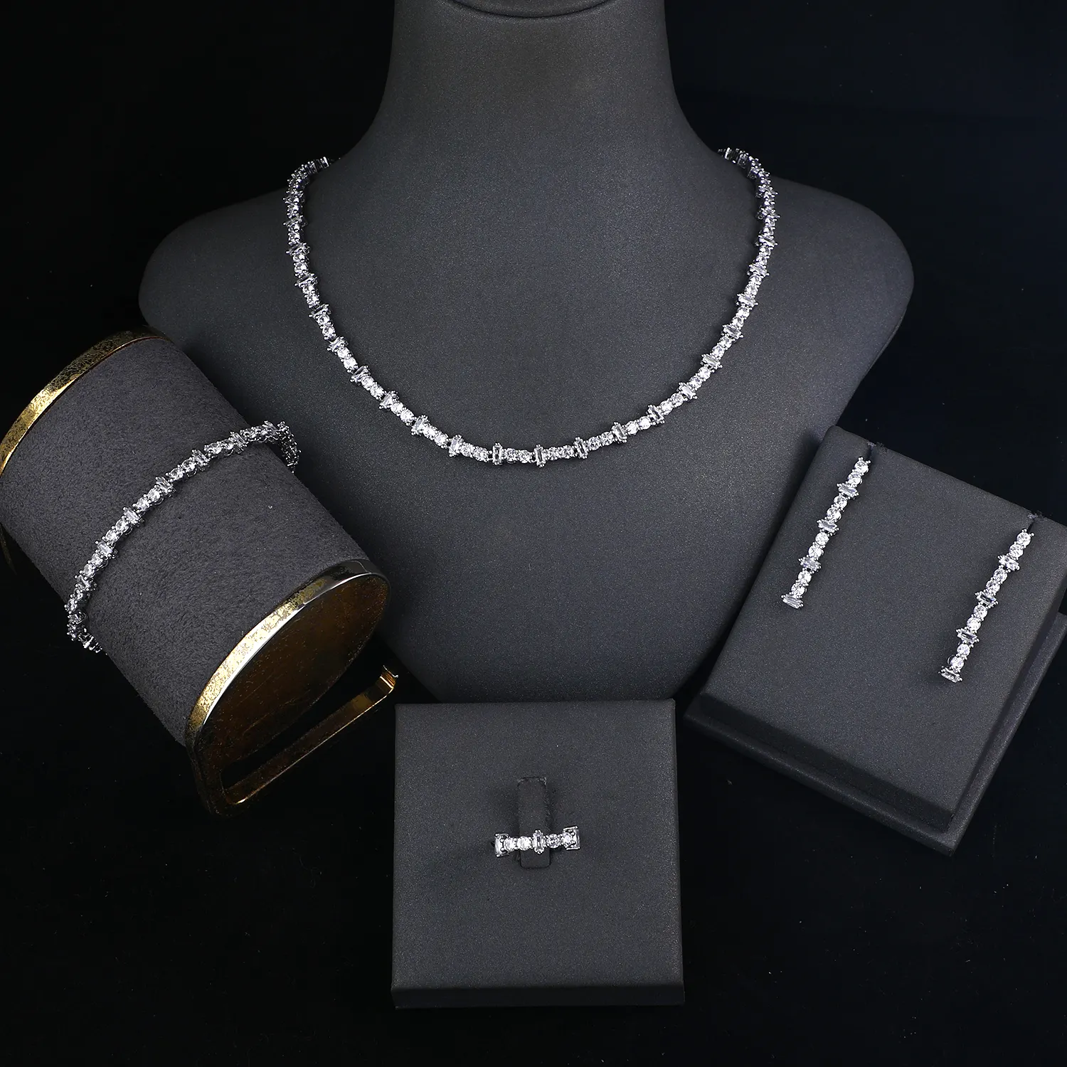 High Quality Zircon CZ Luxury Fashion Necklace Set Jewelry Women Wedding Accessories Bridal Jewelry Sets