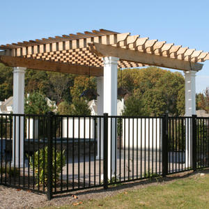 Panneaux de clôture tubulaires en <span class=keywords><strong>fer</strong></span> <span class=keywords><strong>forgé</strong></span> avec garde-corps en acier galvanisé <span class=keywords><strong>noir</strong></span>, bordure de jardin de 12 pieds pour villa et portail - Product Image 1