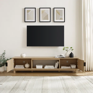 Mueble <span class=keywords><strong>para</strong></span> <span class=keywords><strong>TV</strong></span> Sunrise de Madera con 2 Puertas, Moderno, con Puertas Acanaladas, <span class=keywords><strong>para</strong></span> Televisores de hasta 80 Pulgadas, Mueble de Salón - Product Image 6