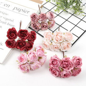 Ramo de Flores Artificiales de Seda Realista, 6 Tallos, Hecho a Mano, Lavable, Impermeable, Estilo Clásico - Boda, Día de San Valentín - Product Image 5