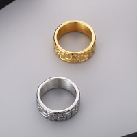 Anillo de oro de 18K para hombre, joyería de moda a rayas geométricas, Pared De Palacio, declaración de boda, anillos para hombre, joyería de acero inoxidable, anillo de pareja