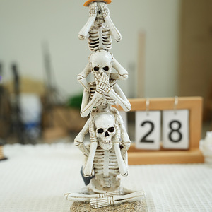 N'écoutez pas, ne regardez pas, ne parlez pas, Squelette conjoint Halloween Maison Miniature Squelette Décoratif Résine Ornement - Product Image 2