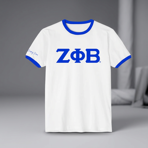 T-shirt personnalisé Zeta Phi Beta Sorority Ringer avec lettres grecques brodées ZPB – Vente en gros de vêtements grecs OEM ODM - Product Image 4
