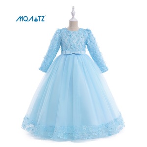 MQATZ Nuevo Vestido Elegante de Princesa <span class=keywords><strong>para</strong></span> Niñas, Vestido Floral de Manga Larga <span class=keywords><strong>para</strong></span> Bodas, <span class=keywords><strong>Fiestas</strong></span> de Cumpleaños, Diseño ODM - Product Image 2