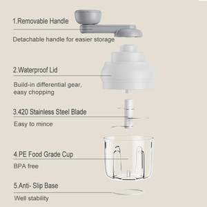 Máquina trituradora de ajo sin electricidad de sésamo, rallador de ajo giratorio Manual de tamaño pequeño, rallador ajustable de 3 velocidades de plástico PP - Product Image 4