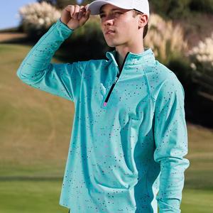 OEM осенние мужские удобные экологически чистые толстовки с цифровой печатью из полиэстера UPF50 + спортивные 1/4 пуловеры для гольфа на молнии - Product Image 1