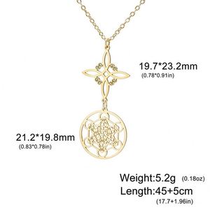 Collar con Colgante Metatrón <span class=keywords><strong>de</strong></span> Nudo <span class=keywords><strong>de</strong></span> Bruja en Acero Inoxidable Vintage Myshape, Joyería <span class=keywords><strong>de</strong></span> Moda Geométrica Mística Espiritual, Amuleto <span class=keywords><strong>de</strong></span> <span class=keywords><strong>Buena</strong></span> <span class=keywords><strong>Suerte</strong></span> - Product Image 4