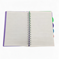 Carnet à spirales transparent en PP avec couverture rigide, format B5, avec séparateurs, 120 feuilles, personnalisable