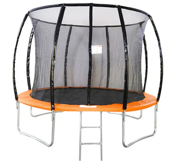 Trampolín de jardín de 10 pies con recinto de seguridad Net Combo Bounce Jump Outdoor Fitness Cardio Training Equipment con baloncesto