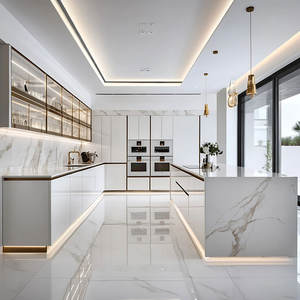 Fornecedor de Armário de Cozinha de Luxo em Melamina Marrom de Alta Venda para Conjunto de Móveis de Cozinha Moderna - Product Image 4