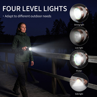 Lampe torche LED à double source lumineuse, portable, avec lumière latérale COB, rechargeable par type-C, solaire, pour le camping, les activités de plein air et les situations d'urgence