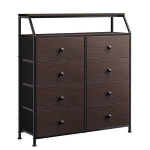 Modern Brown 8-Drawer Double Dresser Wooden Top Metal <b>Frame</b> Customizable Factory Furniture for Bedroom Living Room for Clothing - Product Image 1