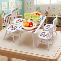 Ensemble de table et de chaises miniatures mignonnes de style dessin animé, meubles de maison de poupée, modèle de scène de jeu d'imitation, cadeau pour enfants