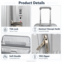 Valise de cabine ultra-légère de 20 pouces en matériau PC, bagage à roulettes portable en aluminium pour les courts séjours.