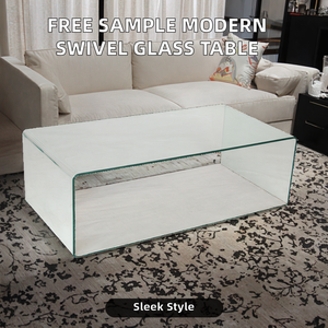 Mesa de Centro de Vidrio Extensible Giratoria en Forma de S, Moderna, con Tapa Redonda de Metal Negro Templado, Muestra Gratuita de Lejiang - Product Image 2