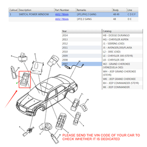 4602786AA Nuevo Interruptor Eléctrico para Ventanilla Delantera Derecha para Jeep Grand Cherokee, Commander, Chrysler Sebring 300, Dodge Avenger/200/Flavia - Product Image 5