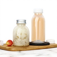 Bouteilles en plastique transparent jetables résistantes aux hautes températures, imprimées à l'écran pour boissons chaudes, gelée, thé au lait, pêre des neiges