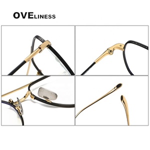 Montura de gafas de titanio puro 2024 para hombre, monturas de gafas de piloto cuadradas <span class=keywords><strong>Retro</strong></span> Vintage, gafas completas para hombre - Product Image 4