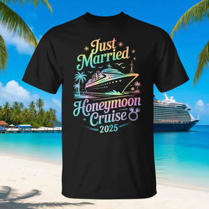 T-shirt pour couples en lune de miel, croisière 2025, Just Married - Product Image 3